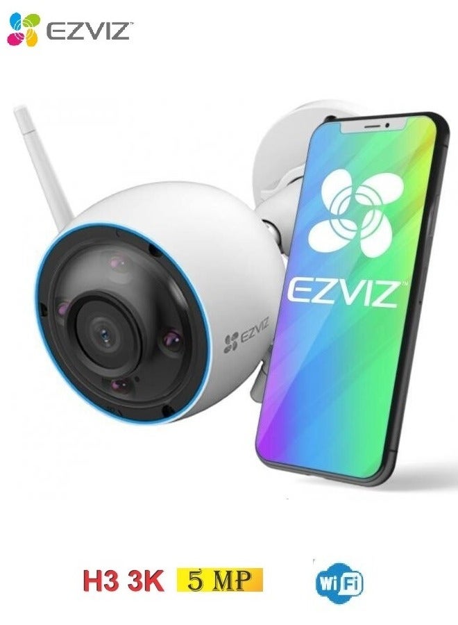 H3 Wi-Fi Smart Surveillance Camera, Color Night Vision, IP67 Weatherproof Design, Waving Hand Recognition And Control, H.265 Video Technology, Two Way Talk (3K 5MP Resolution)