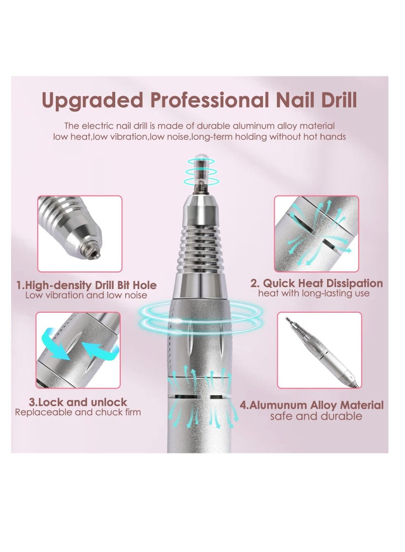 Professional electric nail drill 30,000RPM nail Efile electric nail file with 6 bits and sanding tape for salon or home use Electric nail art drill