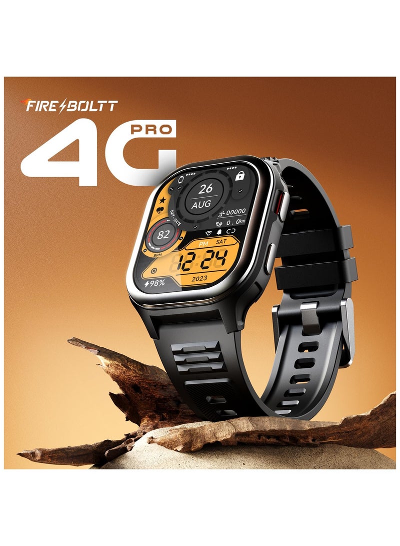 Fire-Boltt 4G Pro Volte Calling Smart Watch- 2.02” TFT Display, 4G Nano-SIM GPS, Health Suite, Sports Modes, 400mAh Battery (Black)