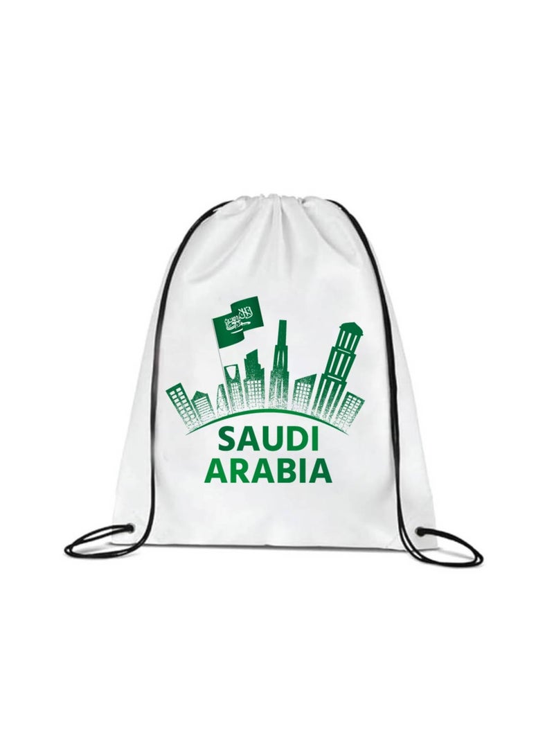 Saudi National Day Drawstring Bag – Ideal for Travel, Shopping, Gym, and Daily Use – Durable and Stylish Drawstring Backpack – Great for Celebrations, Events