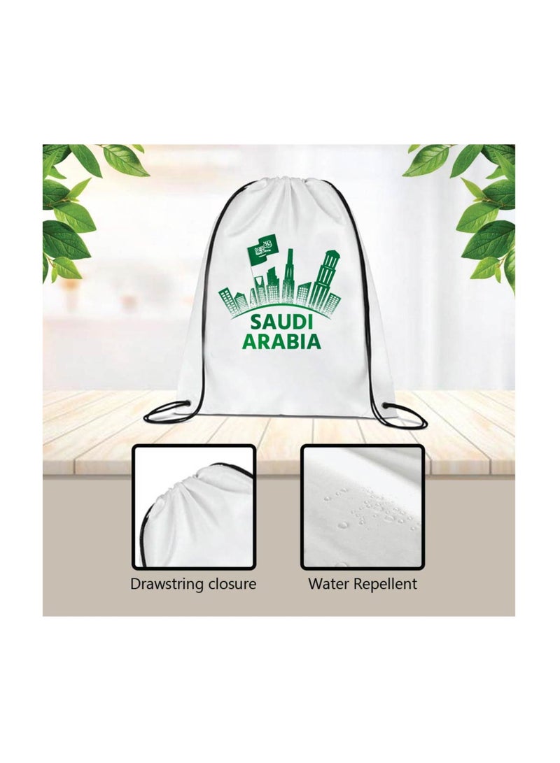 Saudi National Day Drawstring Bag – Ideal for Travel, Shopping, Gym, and Daily Use – Durable and Stylish Drawstring Backpack – Great for Celebrations, Events