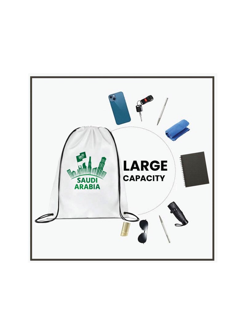 Saudi National Day Drawstring Bag – Ideal for Travel, Shopping, Gym, and Daily Use – Durable and Stylish Drawstring Backpack – Great for Celebrations, Events