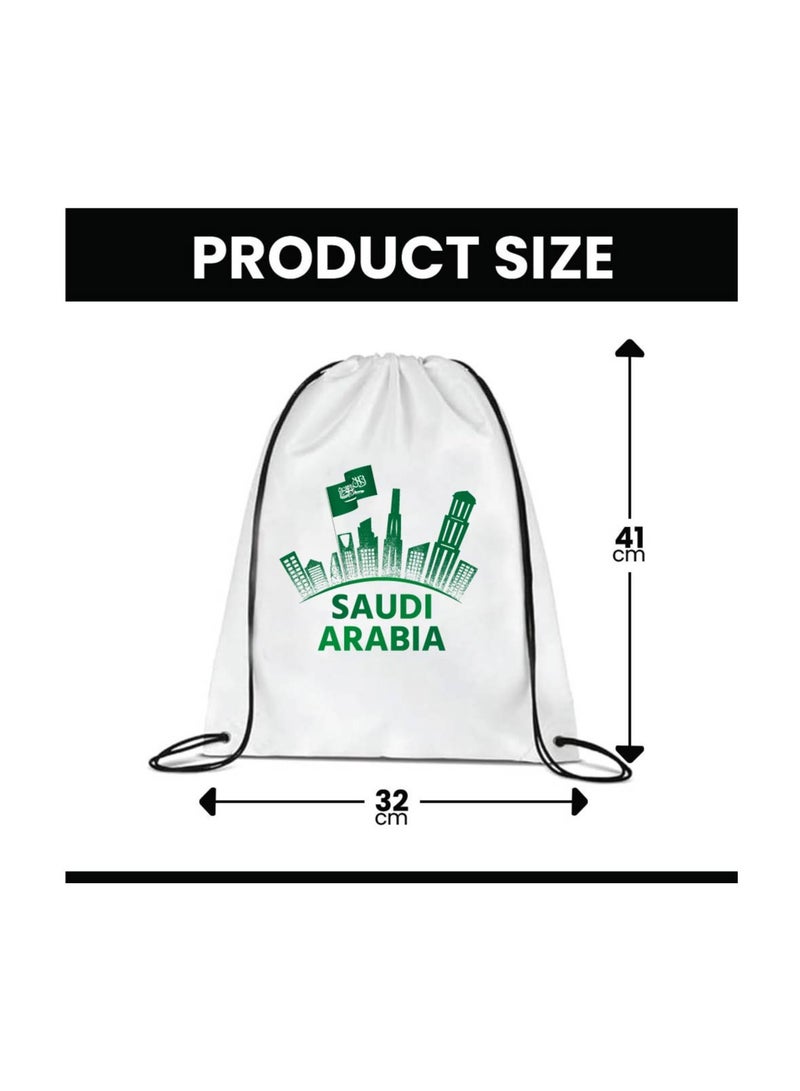 Saudi National Day Drawstring Bag – Ideal for Travel, Shopping, Gym, and Daily Use – Durable and Stylish Drawstring Backpack – Great for Celebrations, Events