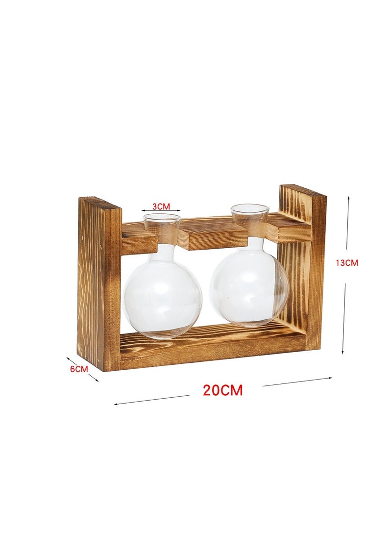 Creative Wooden Frame Hydroponic Glass Vase