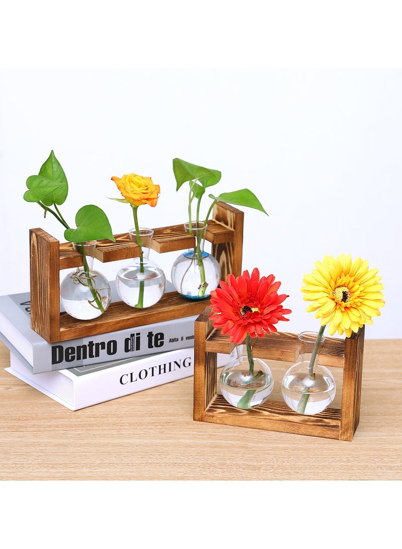 Creative Wooden Frame Hydroponic Glass Vase