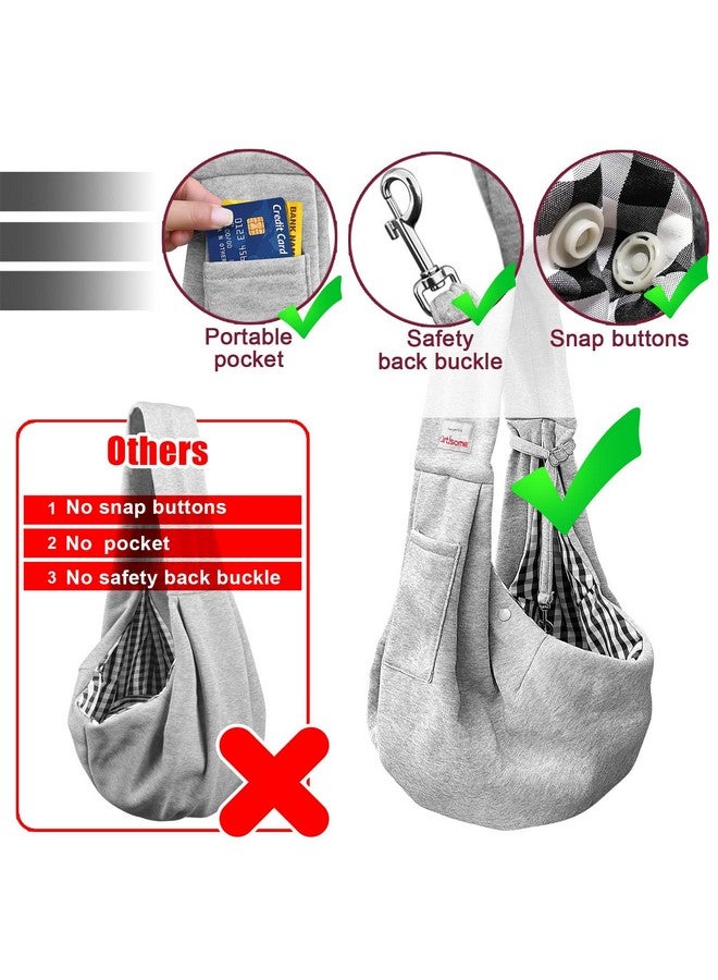 Pet Dog Sling Carrier For 310 Lbs Pet,Dog Purse Pouch,Dog Satchel,Reversible Unadjustable Strap Travel HandFree Safe Bag Small Puppy Backpack (Grey)
