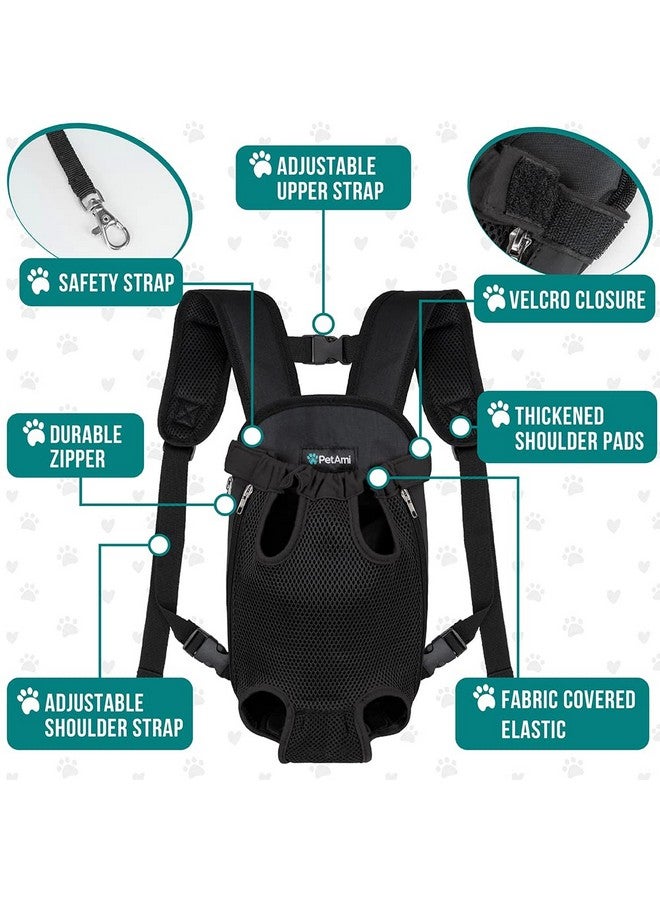 Dog Carrier Backpack, Adjustable Dog Pet Cat Front Carrier Backpack | Ventilated Dog Chest Carrier For Hiking Camping Travel, Sling Bag For Small Medium Dog Cat Puppies, Medium, 913 Lbs, Black