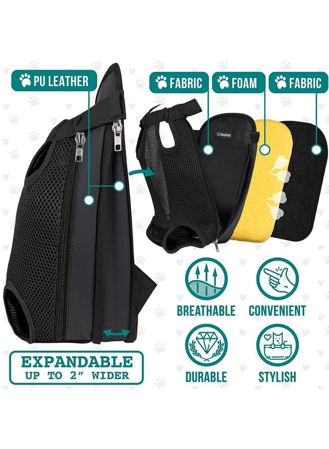 Dog Carrier Backpack, Adjustable Dog Pet Cat Front Carrier Backpack | Ventilated Dog Chest Carrier For Hiking Camping Travel, Sling Bag For Small Medium Dog Cat Puppies, Medium, 913 Lbs, Black
