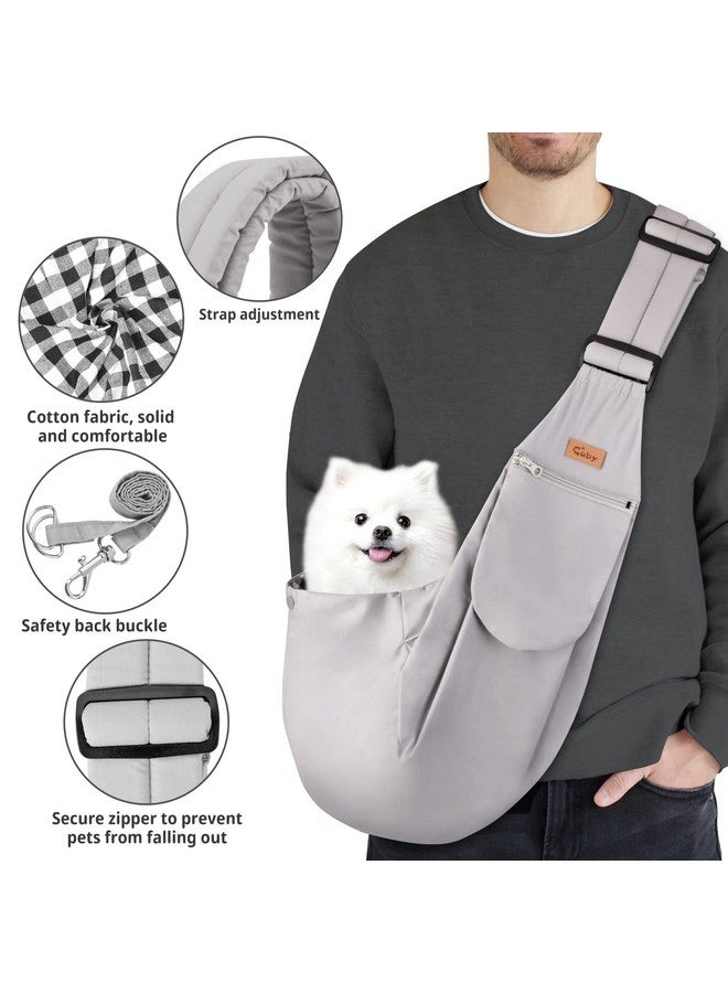 Dog And Cat Sling Carrier, Hands Free Reversible Pet Papoose Bag, Soft Pouch Adjustable, Suitable For Puppy Cats For Outdoor Travel (Grey Classic, SAdjustable Strap)