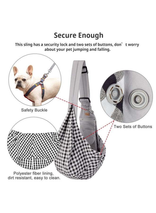 Dog And Cat Sling Carrier, Hands Free Reversible Pet Papoose Bag, Soft Pouch Adjustable, Suitable For Puppy Cats For Outdoor Travel (Grey Classic, SAdjustable Strap)