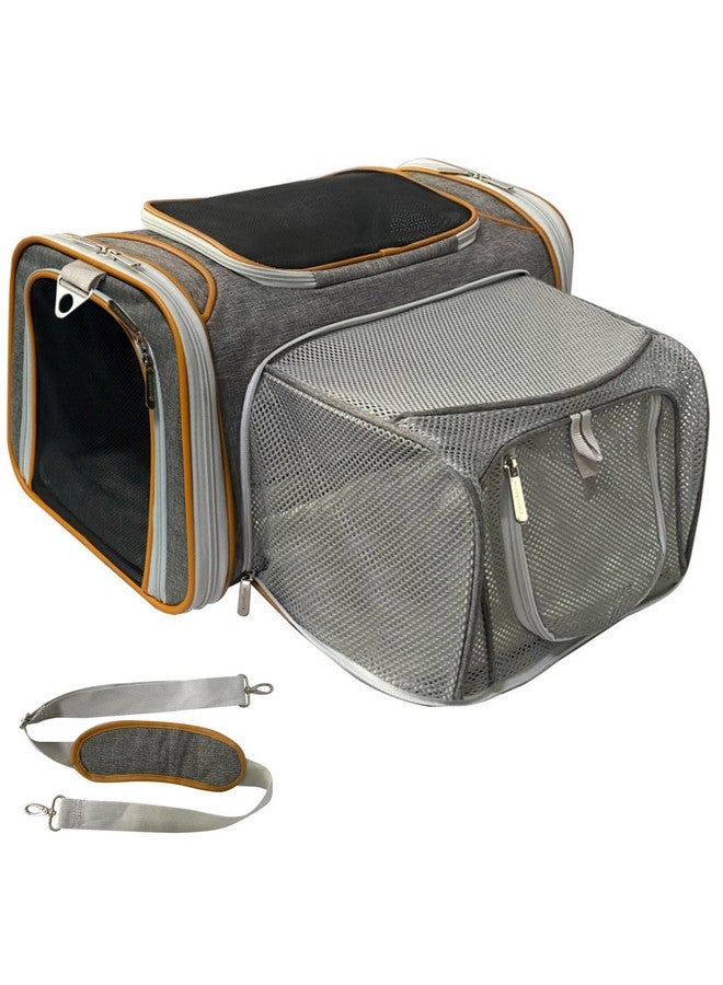 Expandable Airline Approved Soft Sided Pet Carrier, Luxury Travel Tote With Premium Auto Self Locking Zippers, Plush Faux Fleece Bedding With Sturdy Plywood Base, 18Lx10.5Wx11 H