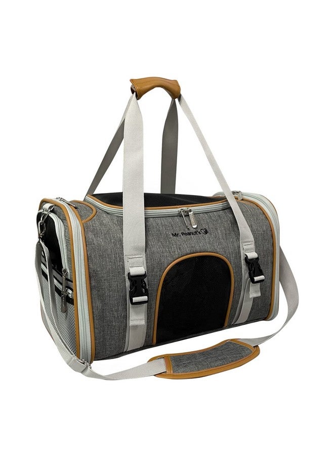 Expandable Airline Approved Soft Sided Pet Carrier, Luxury Travel Tote With Premium Auto Self Locking Zippers, Plush Faux Fleece Bedding With Sturdy Plywood Base, 18Lx10.5Wx11 H