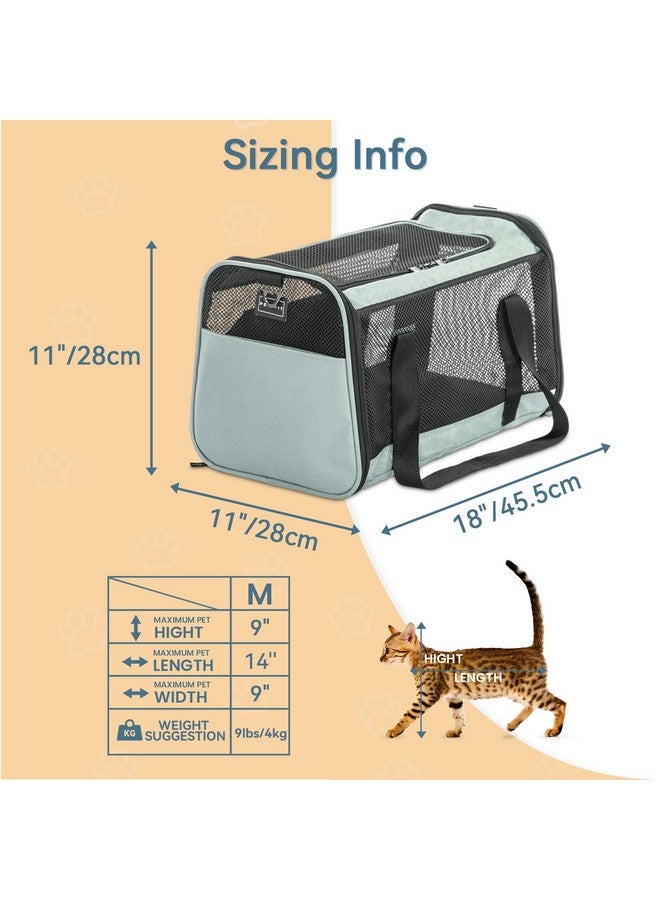 18 X 11 X 11 Pet Carrier Airline Approved, SoftSided Cat Carrier, Lightweight And Collapsible, Ventilation On 5 Sides, Escape Proof, With Adjustable Shoulder Strap, Soft Cushion