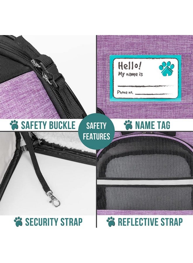 Dog Cat Backpack Carrier, Expandable Pet Carrier Backpack For Travel Hiking, Small Medium Dog Puppy Large Cat Carrying Backpack, Airline Approved Ventilated Soft Back Support, 18 Lbs, Purple