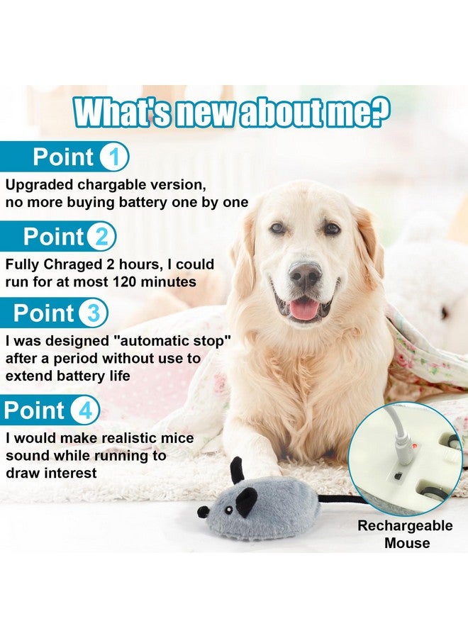 Interactive Dog Toys, Fake Mouse Moving Dog Toy With Automatic Sensor, Dog Mouse Toy With Realistic Sound & Extended Tail, Automatic Dog Toy For Cats Dogs Pet, Squeaky Dog Toys
