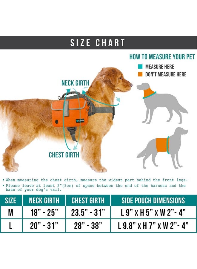 Dog Backpack For Medium Large Dogs, Dog Saddle Bag For Dogs To Wear, Harness Saddlebag With Reflective Safety Side Pockets For Hiking, Camping, Vest Dog Pack For Travel (Blue, Medium)