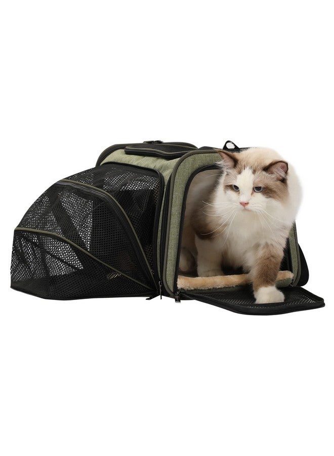 Expandable Cat Carrier Dog Carrier,Airline Approved SoftSided Portable Pet Travel Washable Carrier For Kittens,Puppies,Removable Soft Plush Mat And Pockets,Locking Safety Zippers