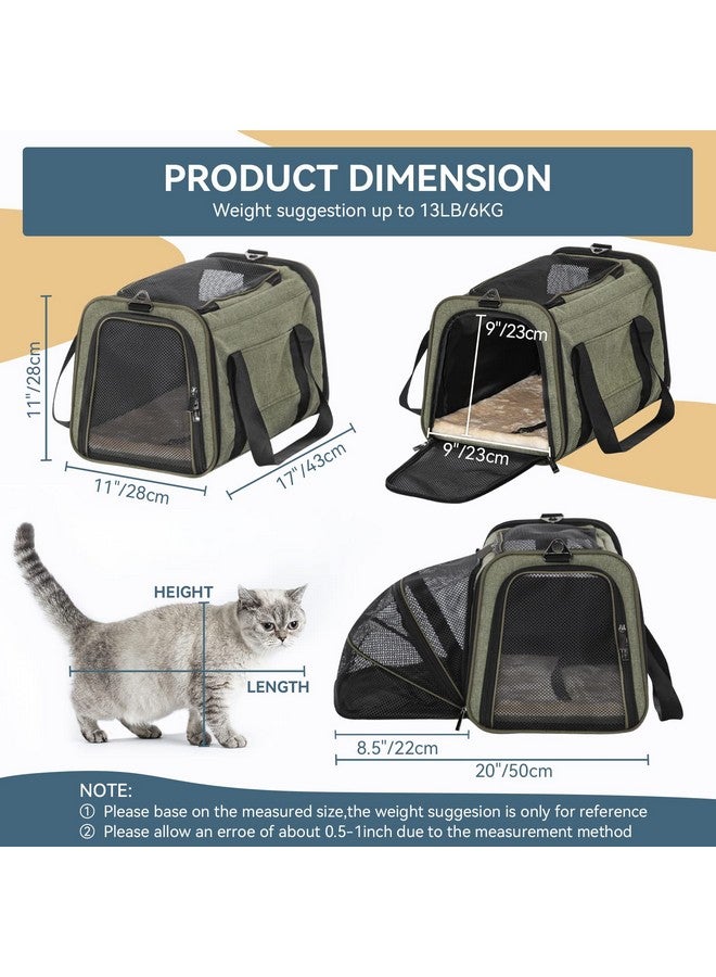 Expandable Cat Carrier Dog Carrier,Airline Approved SoftSided Portable Pet Travel Washable Carrier For Kittens,Puppies,Removable Soft Plush Mat And Pockets,Locking Safety Zippers