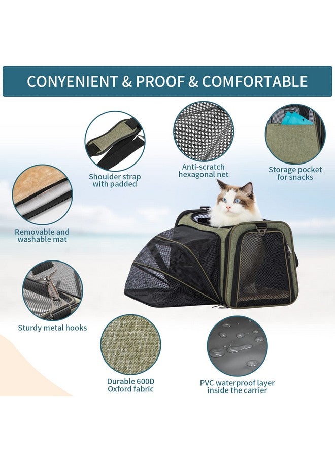 Expandable Cat Carrier Dog Carrier,Airline Approved SoftSided Portable Pet Travel Washable Carrier For Kittens,Puppies,Removable Soft Plush Mat And Pockets,Locking Safety Zippers