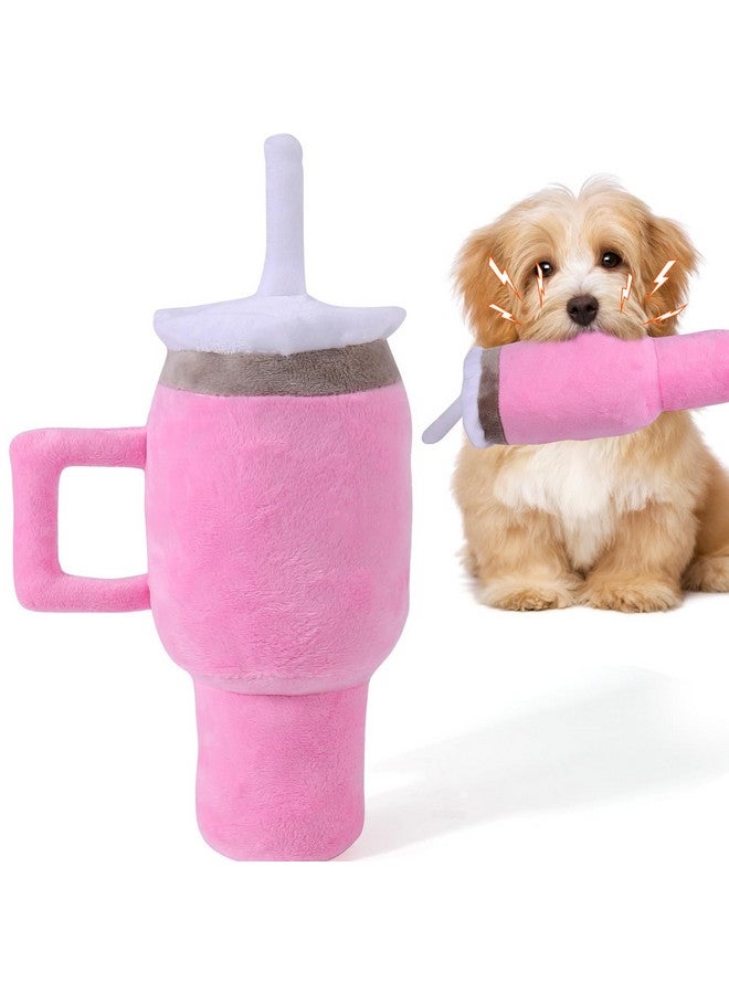 Funny Tumbler With Handle Cup Dog Toys,Squeaky Dog Toys Interactive Fluff And Tuff Dog Toys For Small Dogs/Large Dogs/Medium Size Dog (1 Pink)