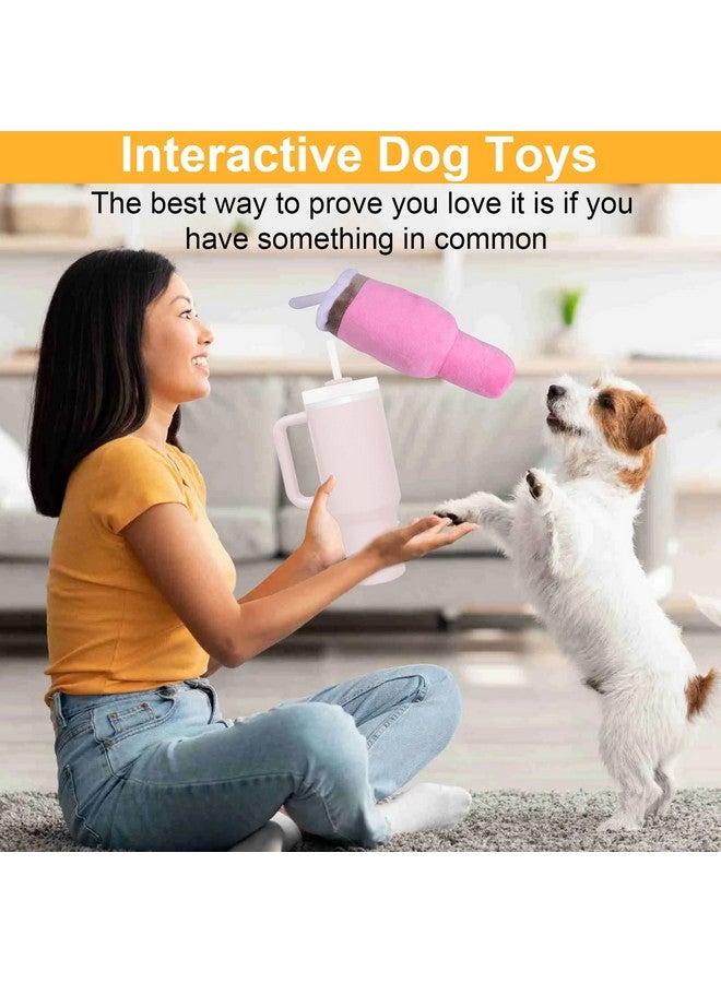 Funny Tumbler With Handle Cup Dog Toys,Squeaky Dog Toys Interactive Fluff And Tuff Dog Toys For Small Dogs/Large Dogs/Medium Size Dog (1 Pink)