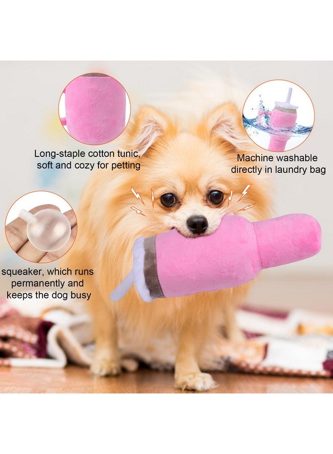 Funny Tumbler With Handle Cup Dog Toys,Squeaky Dog Toys Interactive Fluff And Tuff Dog Toys For Small Dogs/Large Dogs/Medium Size Dog (1 Pink)
