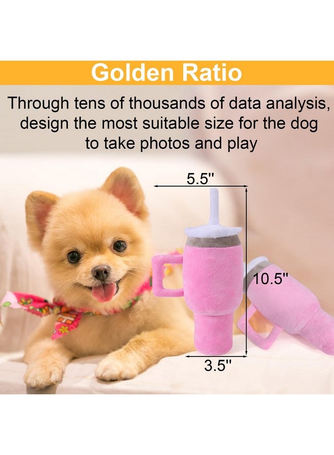 Funny Tumbler With Handle Cup Dog Toys,Squeaky Dog Toys Interactive Fluff And Tuff Dog Toys For Small Dogs/Large Dogs/Medium Size Dog (1 Pink)