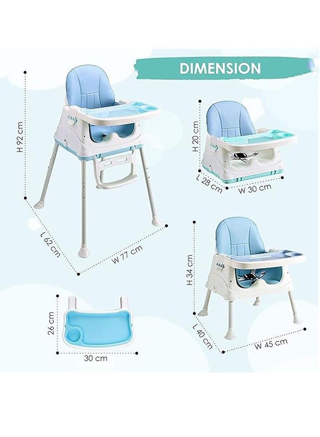 Baby Portable Feeding Chair With Dining Tray With Height-Adjustable, 3 Months To 4 Years