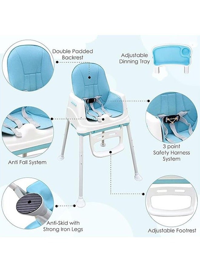 Baby Portable Feeding Chair With Dining Tray With Height-Adjustable, 3 Months To 4 Years