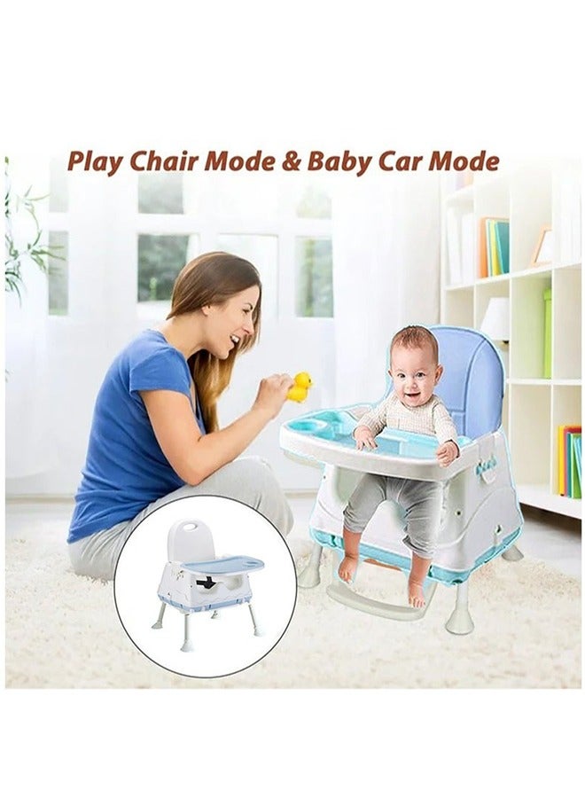 Baby Portable Feeding Chair With Dining Tray With Height-Adjustable, 3 Months To 4 Years