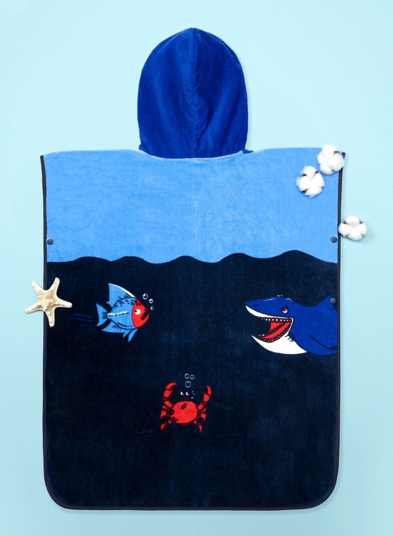 Soft Cotton Shark Baby Bath Towel Beach Towel Bathrobe for Kids 3-6 years