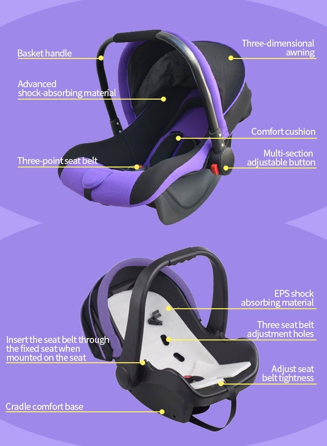 Baby Car Seat With Full Body Support Cushion Baby Carrier Cot with Adjustable Canopy