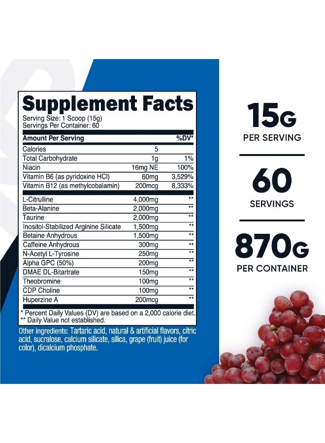 Pre-Workout Complex Powder Grape 60 Serv