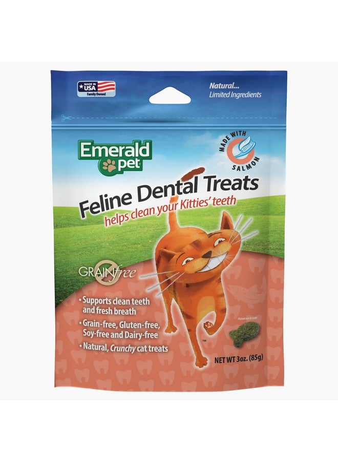 Feline Dental Treats  Tasty And Crunchy Cat Dental Treats Grain Free  Natural Dental Treats To Clean Cat Teeth, Freshen Cat Breath, And Reduce Plaque And Tartar Buildup  Salmon Treats, 3 Oz
