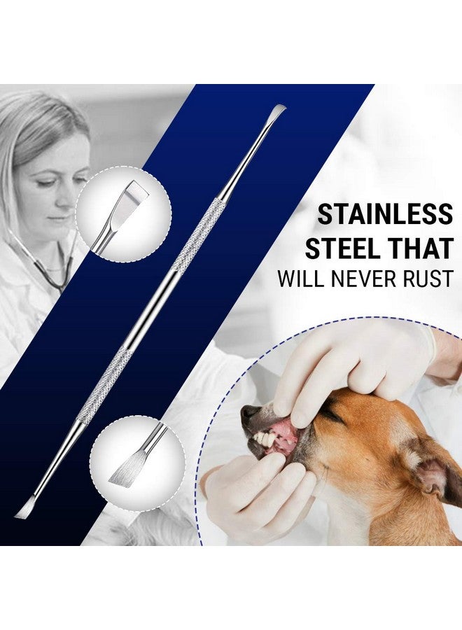 Pet Teeth Cleaning Tools  6.5 Inch Double Header Tarter & Plaque Remover Tool For Cats And Dogs. Stainless Steel That Will Not Rust. By Majestic Bombay