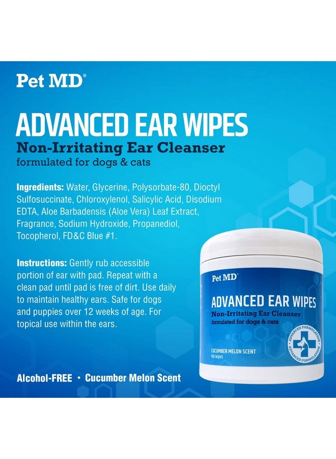 Cat And Dog Ear Cleaner Wipes  Advanced Otic Veterinary Ear Cleaner Formula  Dog Ear Infection Treatment  100 Count