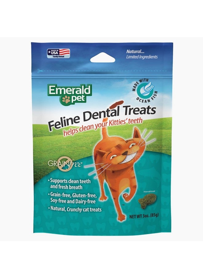 Feline Dental Treats  Tasty And Crunchy Cat Dental Treats Grain Free  Natural Dental Treats To Clean Cat Teeth, Freshen Cat Breath, And Reduce Plaque And Tartar Buildup  Ocean Fish Treats, 3 Oz