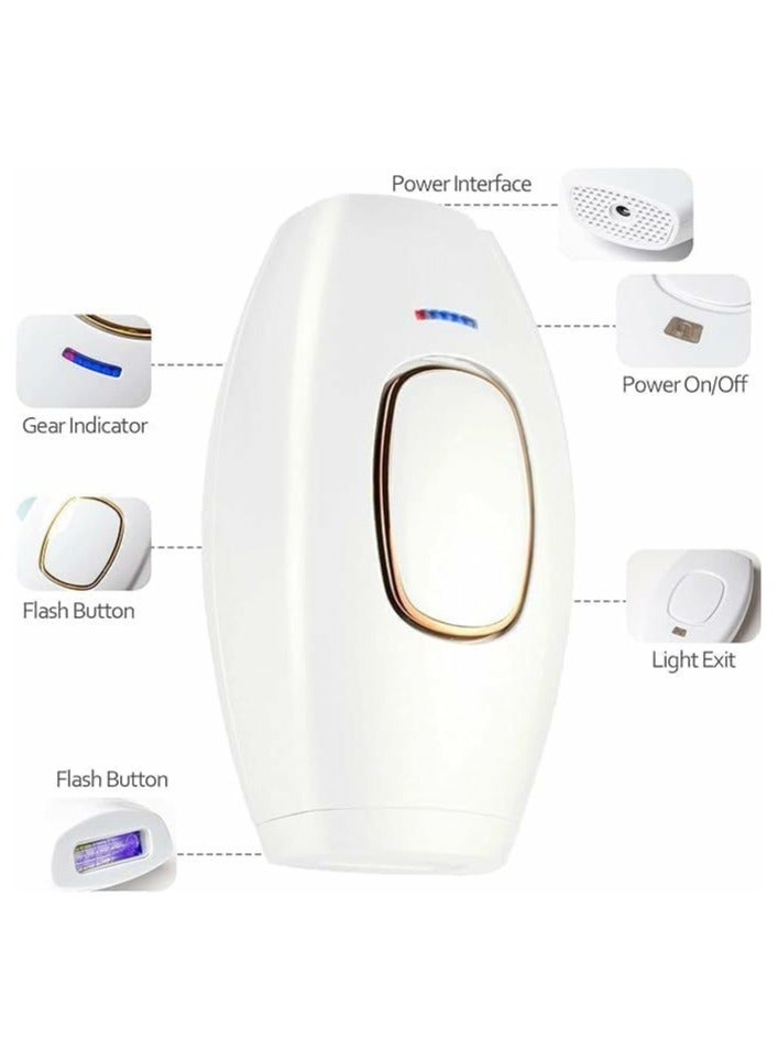 Mini Portable IPL Hair Removal System Light Epilator 400,000 Flashes, of Laser Head Painless Permanent Hair Removal At-Home Hair Removal Device for Facial Legs Arms Whole Body Use, White