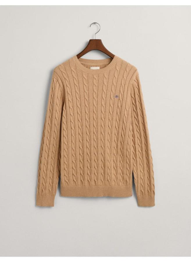 Cotton Cable Knit Crew Neck Sweater