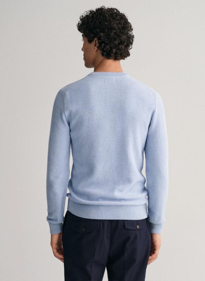 Micro Cotton Textured Crew Neck Sweater