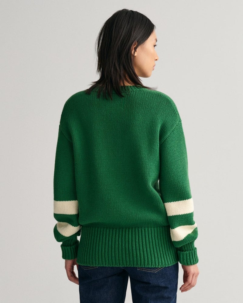 Gant Striped Sleeve Crew Neck Sweater