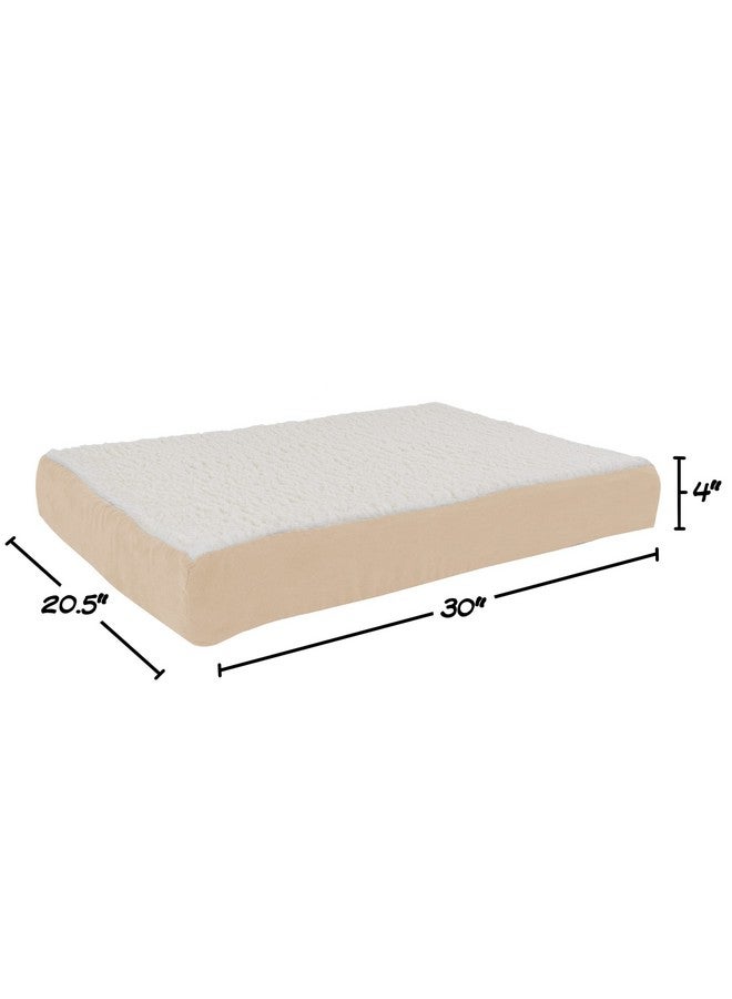 Orthopedic Dog Bed  2Layer Memory Foam Crate Mat With Machine Washable Sherpa Cover  30X20.5 Pet Bed For Medium Dogs Up To 45Lbs (Tan)