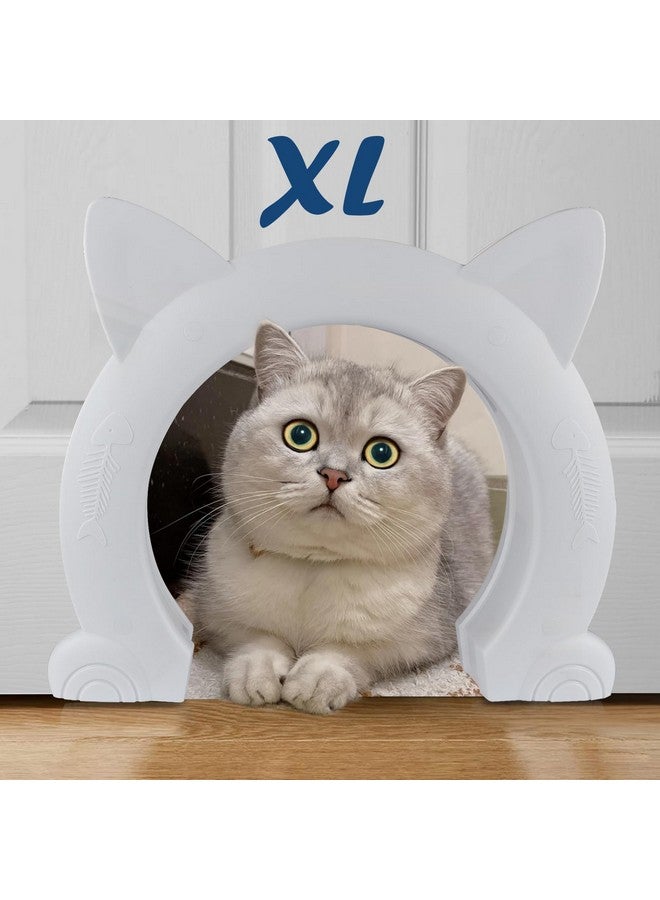 Large Cat Door Interior Door, Xl Indoor Cat Door, Pet Doors For Cats, Kitties And Small Dogs (White)