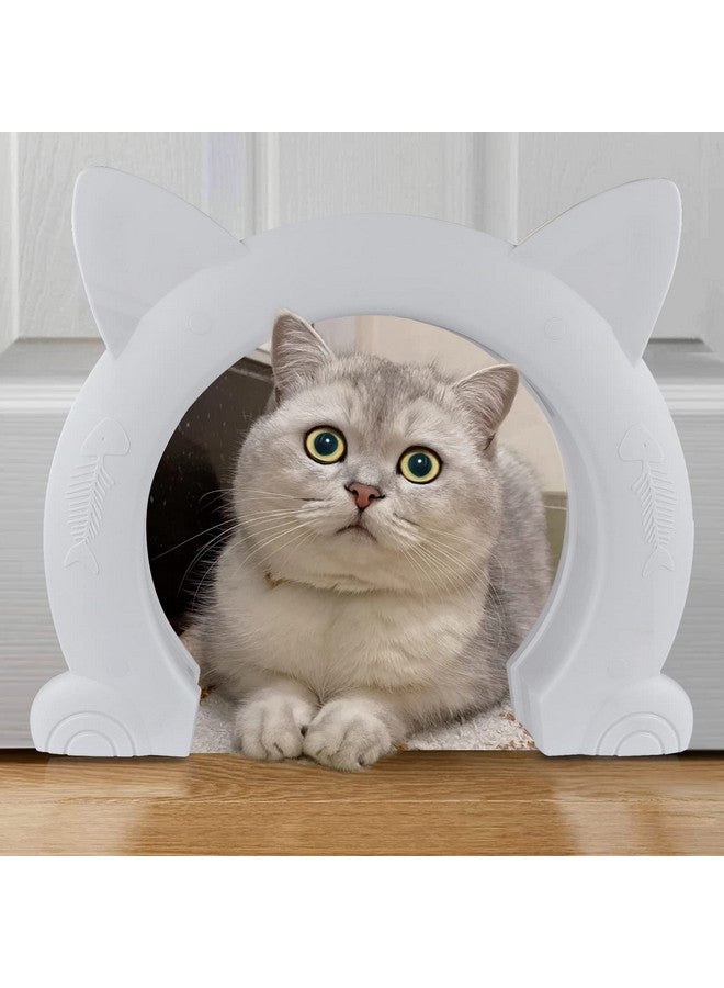 Large Cat Door Interior Door, Xl Indoor Cat Door, Pet Doors For Cats, Kitties And Small Dogs (White)