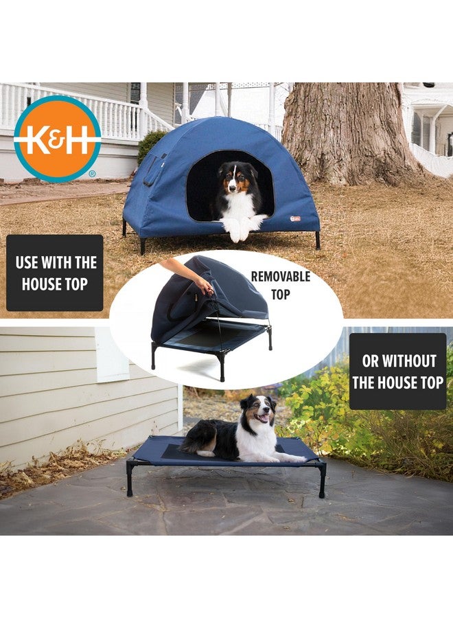 Original Pet Cot Tent, Portable Dog House, Dog Shade & Weather Shelter, Elevated Cot Dog Bed, Navy Blue, Large 30 X 42 X 32 Inches