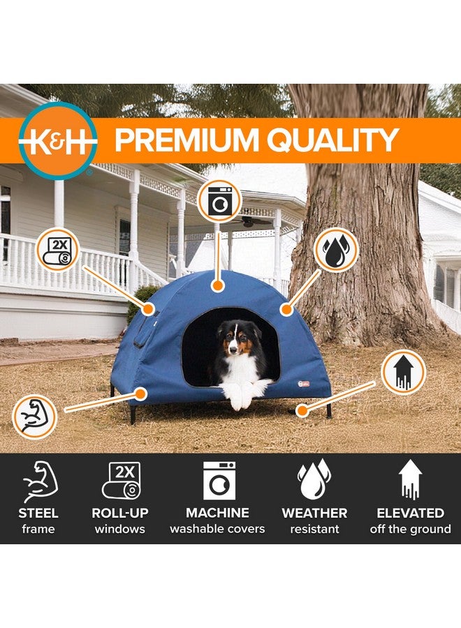Original Pet Cot Tent, Portable Dog House, Dog Shade & Weather Shelter, Elevated Cot Dog Bed, Navy Blue, Large 30 X 42 X 32 Inches