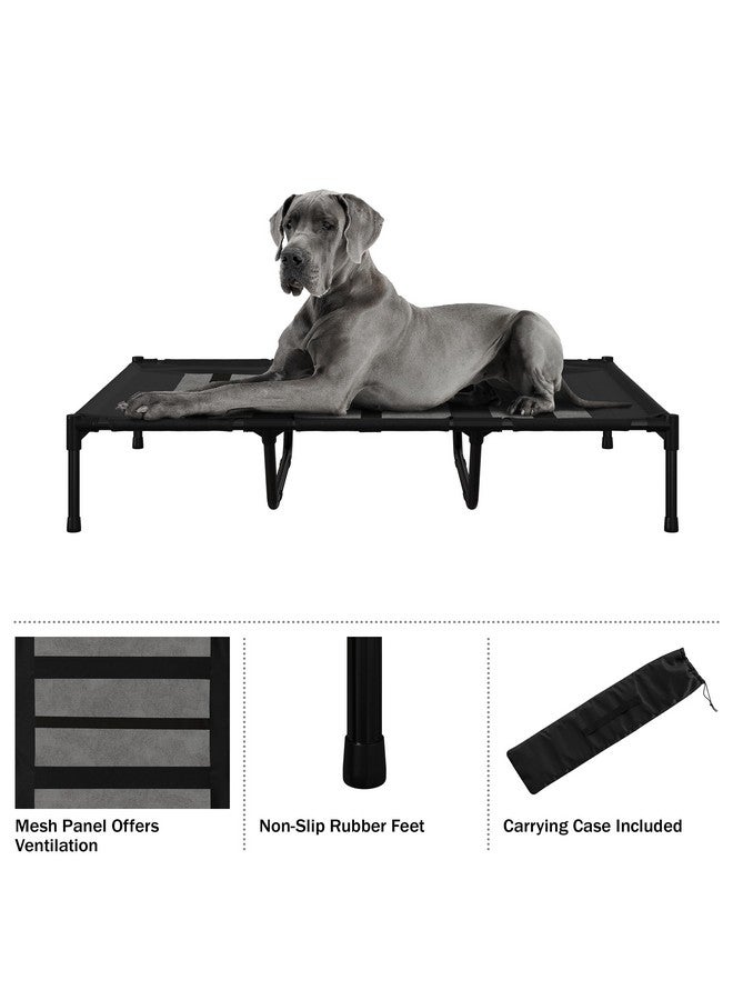 Elevated Dog Bed  48X36Inch Portable Pet Bed With NonSlip Feet  Indoor/Outdoor Dog Cot Or Puppy Bed For Pets Up To 110Lbs (Black)