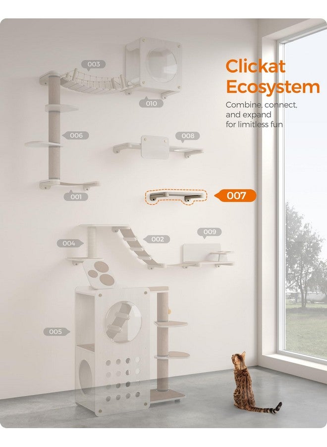 Clickat Collection  No.007 Cat Shelf, WallMounted Cat Perch For Indoor Cats, Cat Wall Shelves, Extremely Quick Assembly, Unlimited Expandability, Replaceable Module And Felt Pad