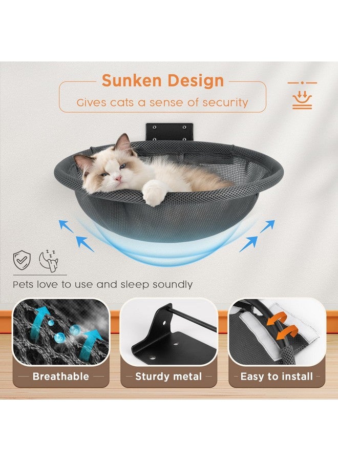 Cat Hammock Wall Mounted, Foldable & Stable Cat Beds Breathable Cat Wall Shelves For Sleeping, Playing, Climbing, And Lounging  Maximum Hold Up To 30Lb (Gray)
