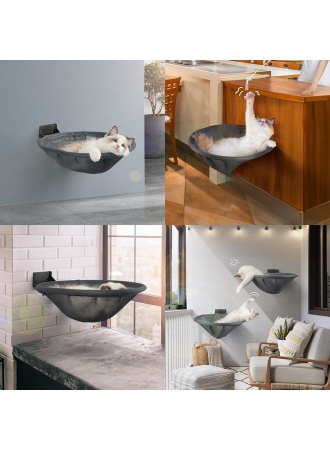 Cat Hammock Wall Mounted, Foldable & Stable Cat Beds Breathable Cat Wall Shelves For Sleeping, Playing, Climbing, And Lounging  Maximum Hold Up To 30Lb (Gray)
